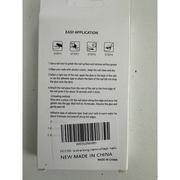 NIB Halloween Camouflage Extra Long Coffin Nail Tip Glue On Press-on - Picture 3 of 3